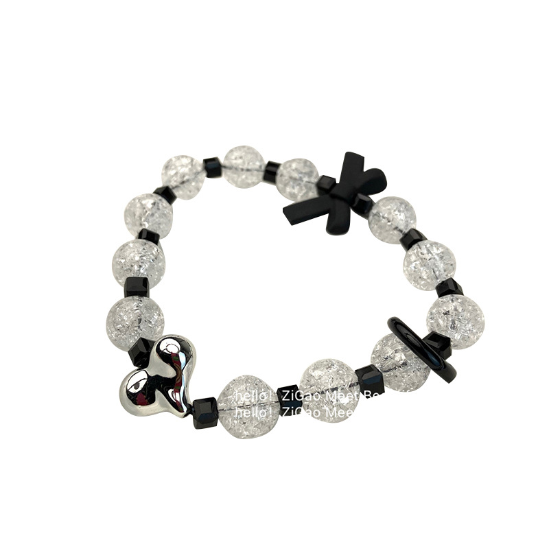 Creative Black And White Beaded Jewelry Pendant Diy Alloy Love Mobile Phone Chain Niche Mobile Phone Case Decoration Chain In Stock Item Picture