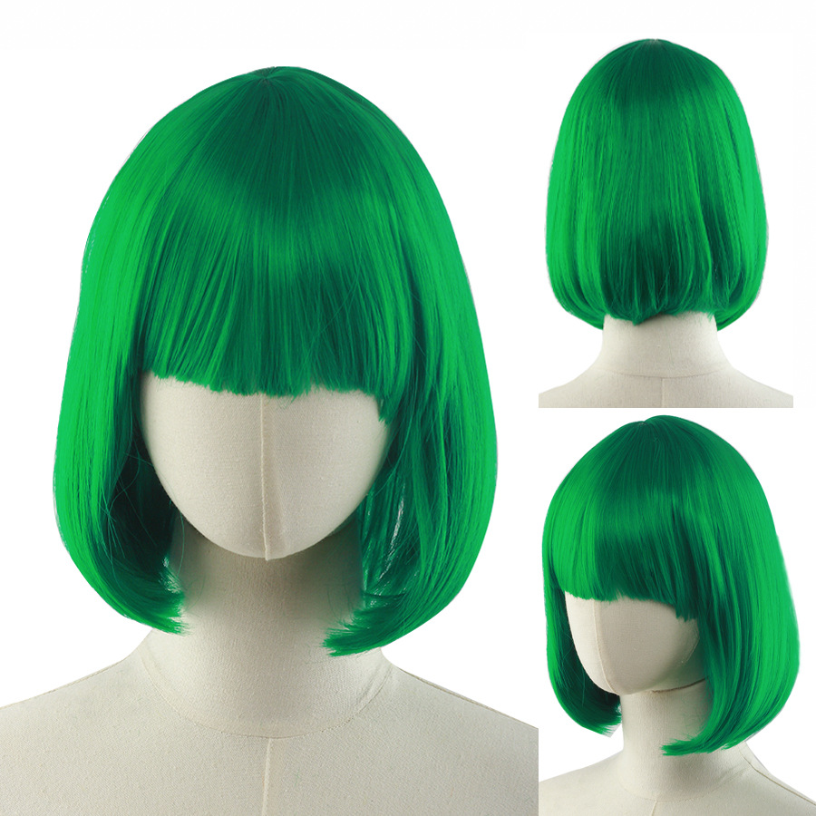 Cos动漫假发彩色短直发 工厂批发波波头彩色假发 学生头假发详情12