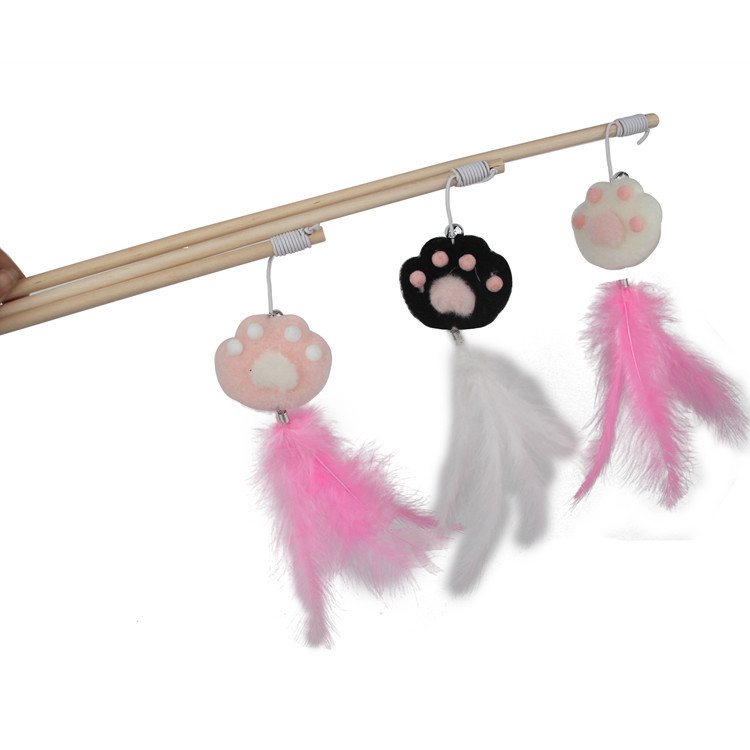 猫咪玩具猫爪逗猫棒木杆羽毛铃铛现货猫猫自嗨互动宠物用品