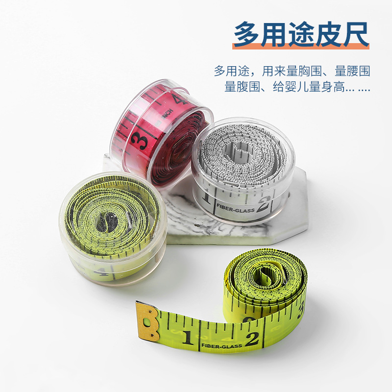 Manufacturers wholesale plastic box sewing measuring tape tailor measuring three soft ruler 4 color mixed portable tape measure Application Scenario