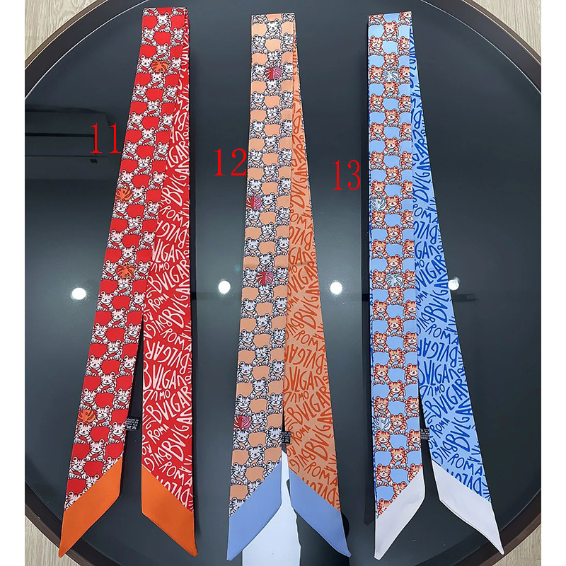 Senior Sense Black And White Slender Silk Scarf Decoration Grandma Style Long Scarf Narrow Version Silk Scarf Ribbon Tie Hair Scarf details Picture