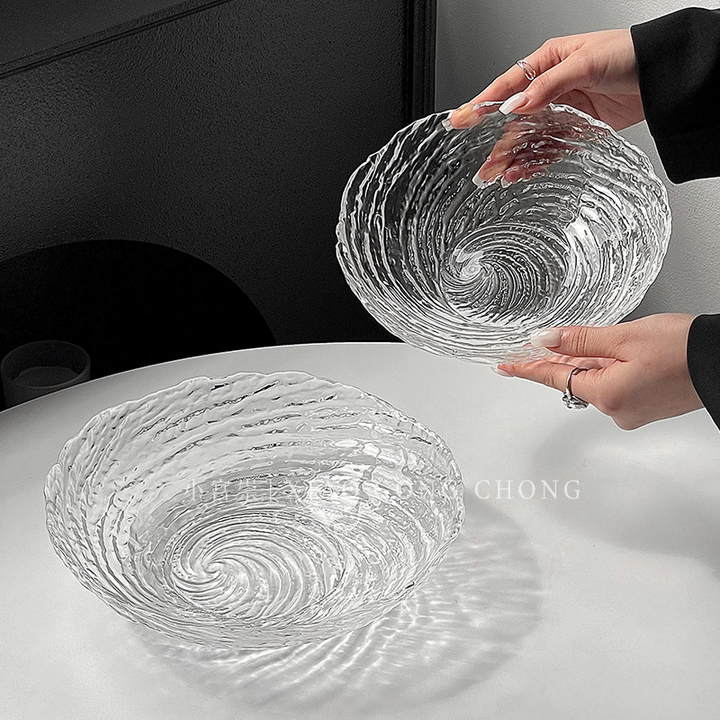 Yu Li Senior Sense Irregular Ice Grain Glass Bowl Fruit Tray Home Living Room Coffee Table Sugar Water Dessert Bowl Vegetable Sand Application Scenario