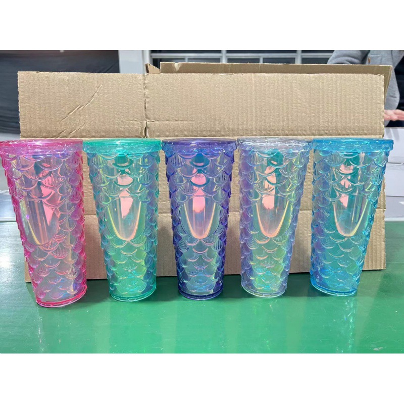 New Fish Scale Cup Double Straw Cup 700Ml Large Capacity Only For Foreign Trade Export Only For Foreign Trade Export Only For Foreign Trade Export Only For Foreign Trade Export Only For Foreign Trade Export Only For Foreign Trade Export Specification drawing