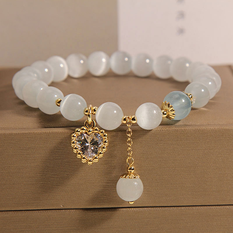 Opal brazalete mujeres ins nicho ligero lujo alto sentido colgante amor cordón de mano regalo estudiante BFF pulsera