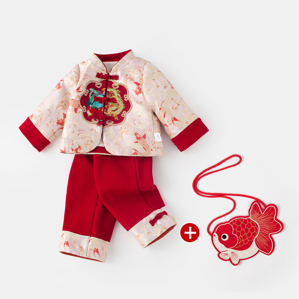 "National Trend Baby Spring Dress Chinese Two-piece Set Hanfu Girls' Set Children's Spring and Autumn Clothes 5130 Festive New Year Greeting Clothes Hanfu. details Picture