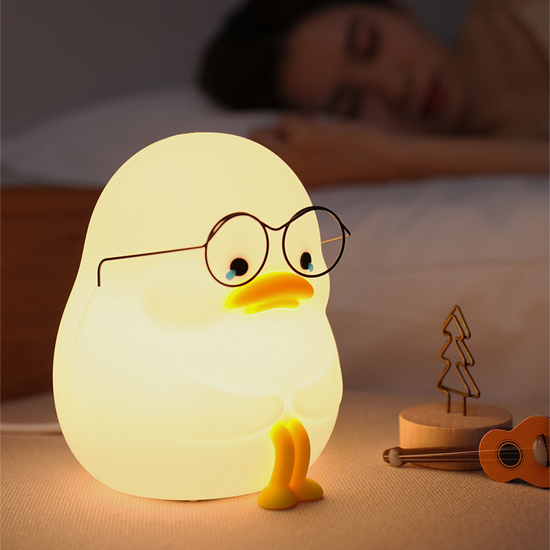New creative EMO duck silicone night light, bedroom bedside ambient light, children's birthday gift night light wholesale details Picture