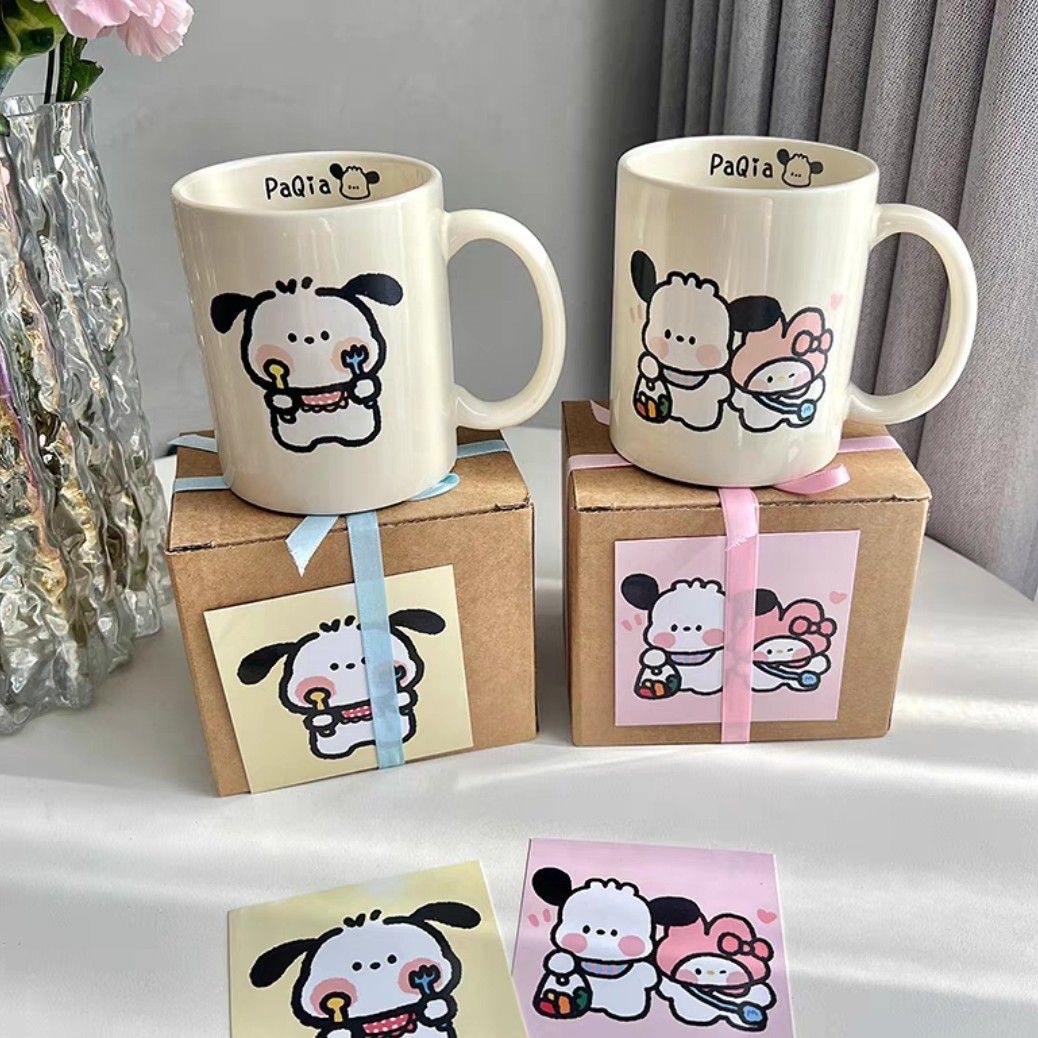 可爱卡通干饭帕恰狗马克杯高颜值礼盒装简约情侣蛋糕陶瓷杯