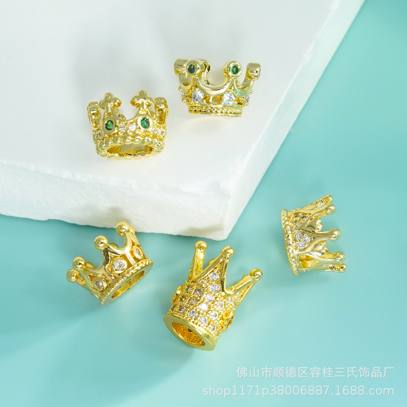 Factory in-stock micro-inlaid accessories, crown pendants, bracelets, diy bracelets, copper ornaments, zircon jewelry, accessories and accessories details Picture