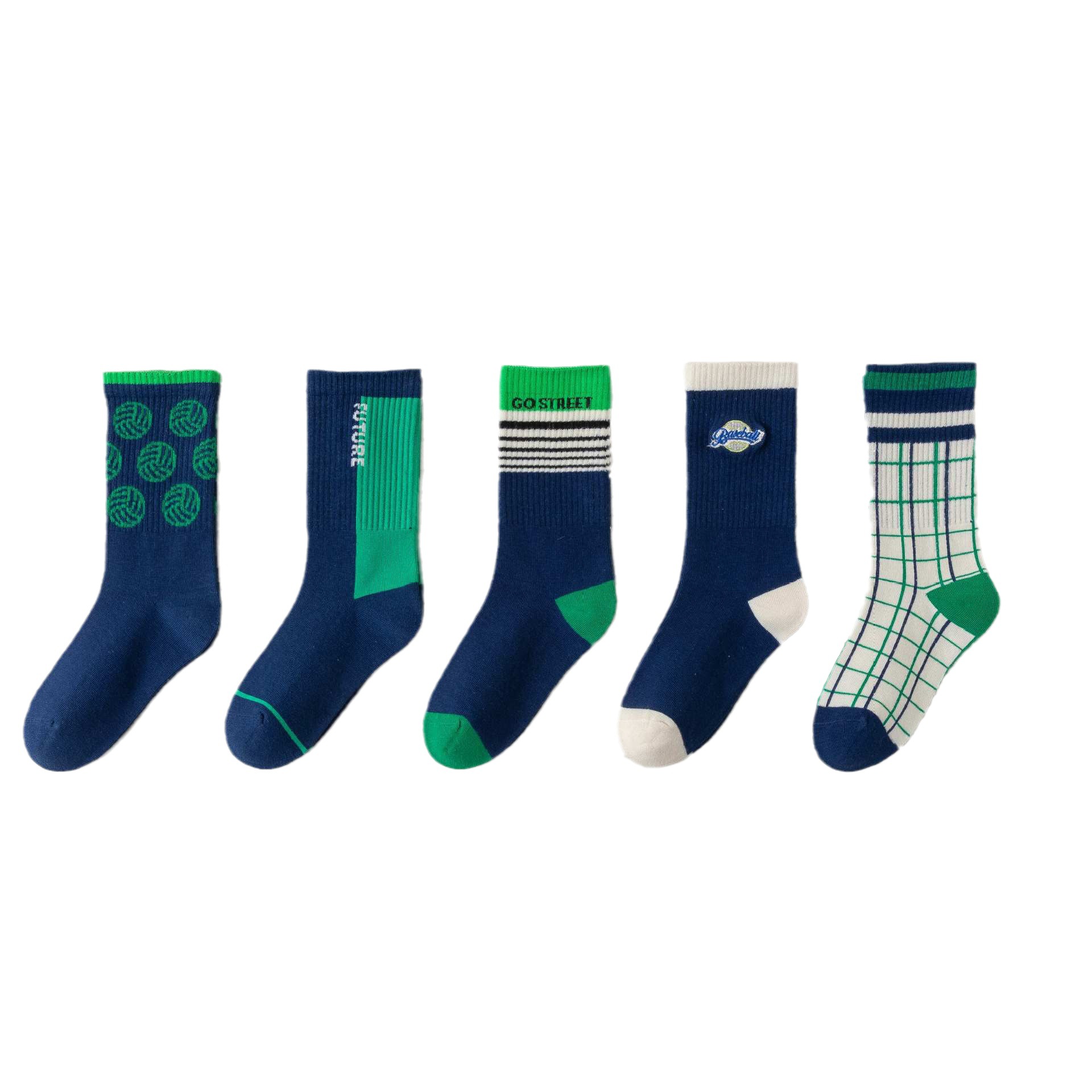 Letter striped boys' socks, new Spring and autumn Class A cotton socks, skin-friendly and breathable children's socks, trendy and versatile children's socks with contrasting colors Item Picture