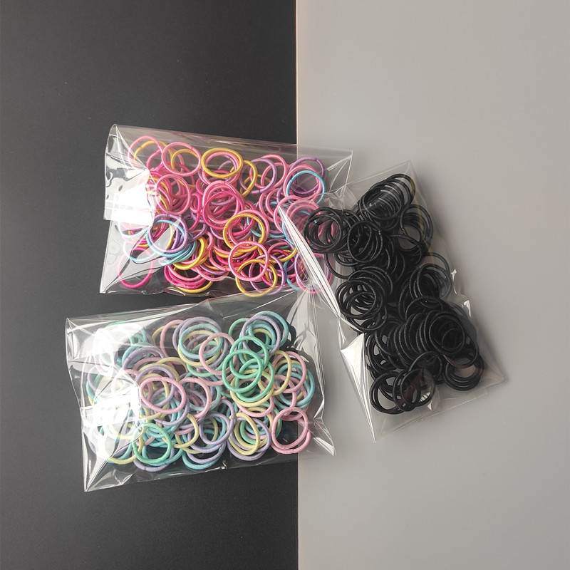 100根OPP袋装 无接缝儿童皮筋 亮丝儿童发圈发绳扎头发小皮筋发饰