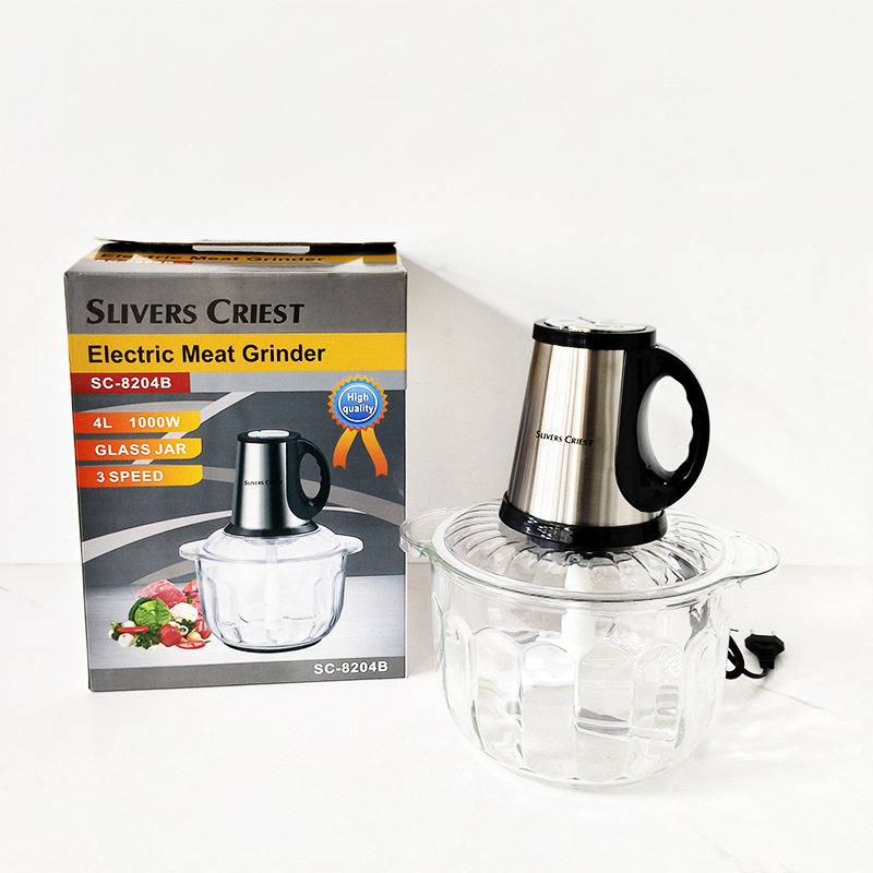 Cross-Border 4L Meat Grinder Meat Chopper, A 3-Speed 4-Liter Glass Meat Grinder Made By A Manufacturer
