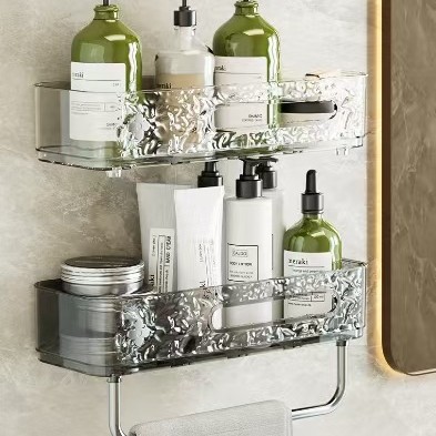 Water ripple bathroom storage rack, no need for drilling, wall-mounted, bathroom wall storage, washbasin, cosmetics storage details Picture