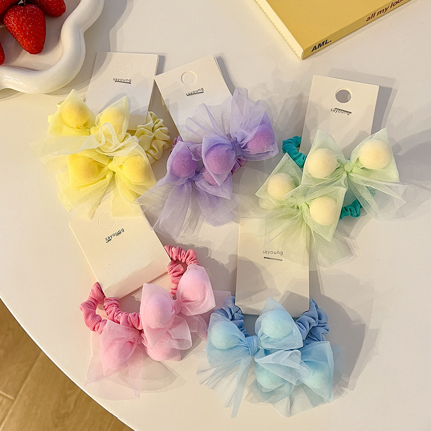 Children's Cute Candy Bow Hair Tie Baby Hair Band High Elastic Rubber Cover Women's Head Tie