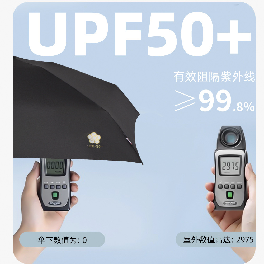 Xingbao's new 50% off sun umbrella, five-strand ultra-light women's sunshade umbrella, plain color card case portable sun umbrella Specification image