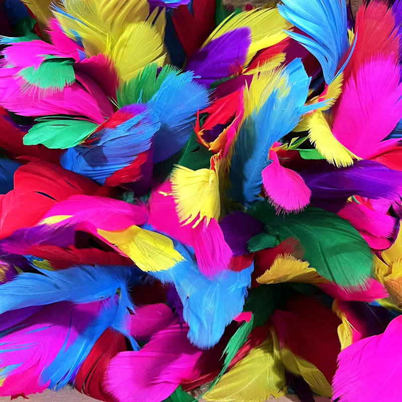Colorful children's chicken feather shuttlecocks, goose feather shuttlecocks, shuttlecock kicking toys, large flower shuttlecocks, durable kicking student sports goods Specification image