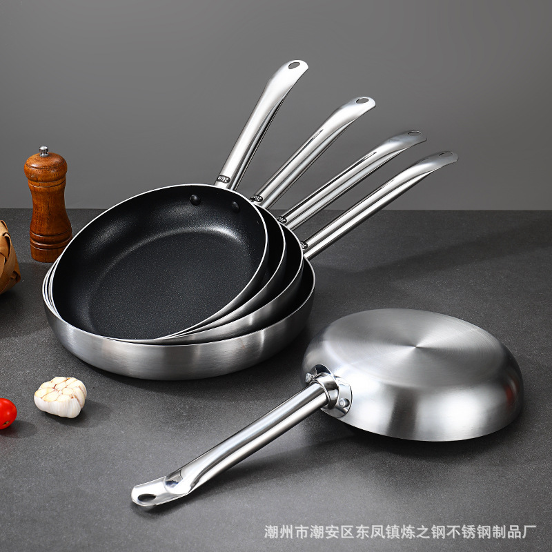 Commercial frying pans, flat pans, aluminum alloy single-bottom non-stick pans, household smoke-free stir-frying pans, steak frying pans, frying plates details Picture