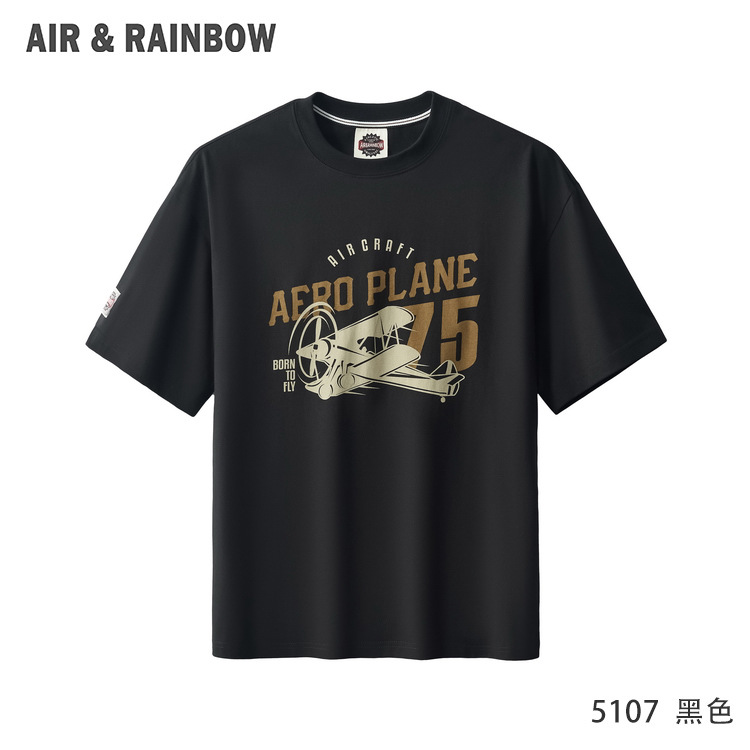 New summer breathable retro airplane print round-neck versatile, casual, fashionable, comfortable and simple men's T-shirt 5107 Application Scenario