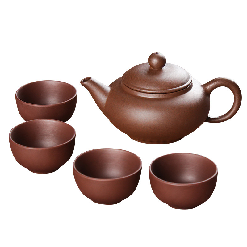 Yixing purple clay teapot, pure handcrafted teapot, Xi Shi teapot, filtering small infusion teapot, ceramic tea set, teapot set with 4 cups for free Item Picture