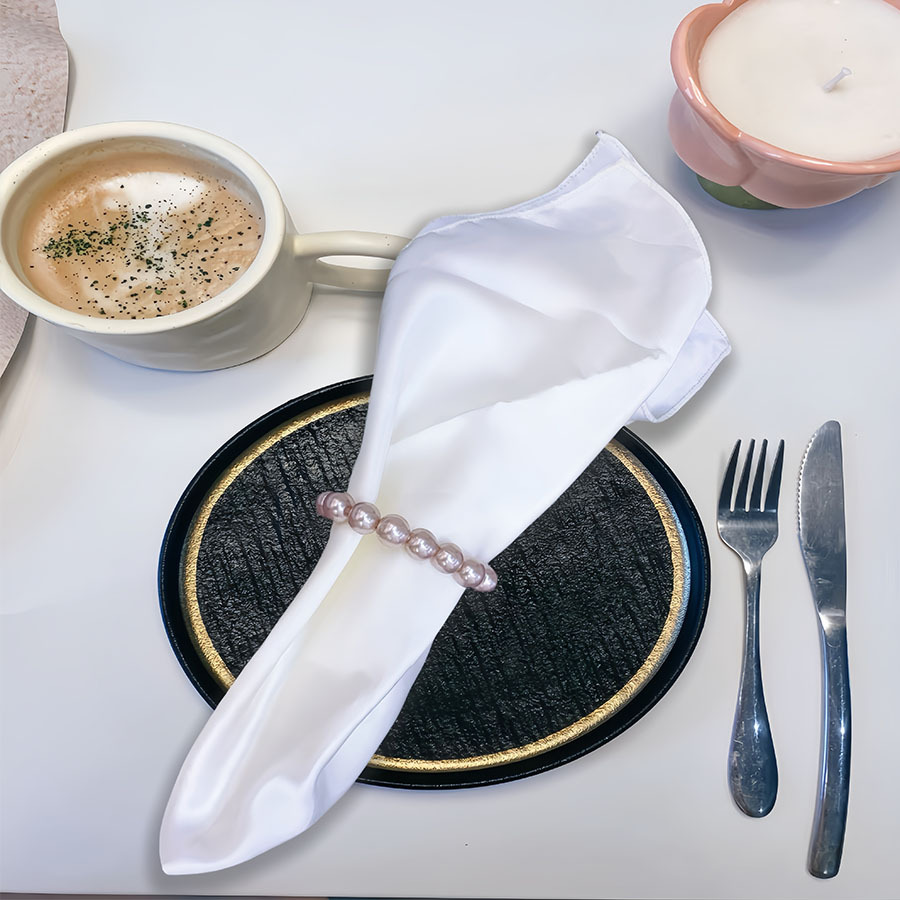 Cross-border pearl tissue paper, napkin ring, wedding napkin ring, elastic pearl ring, hotel table setting, fixed decoration details Picture