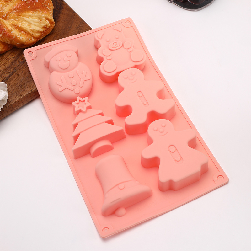 Six-hole Christmas sleigh, reindeer, silicone mold, cake mold, handmade soap mold, baking mold, kitchenware