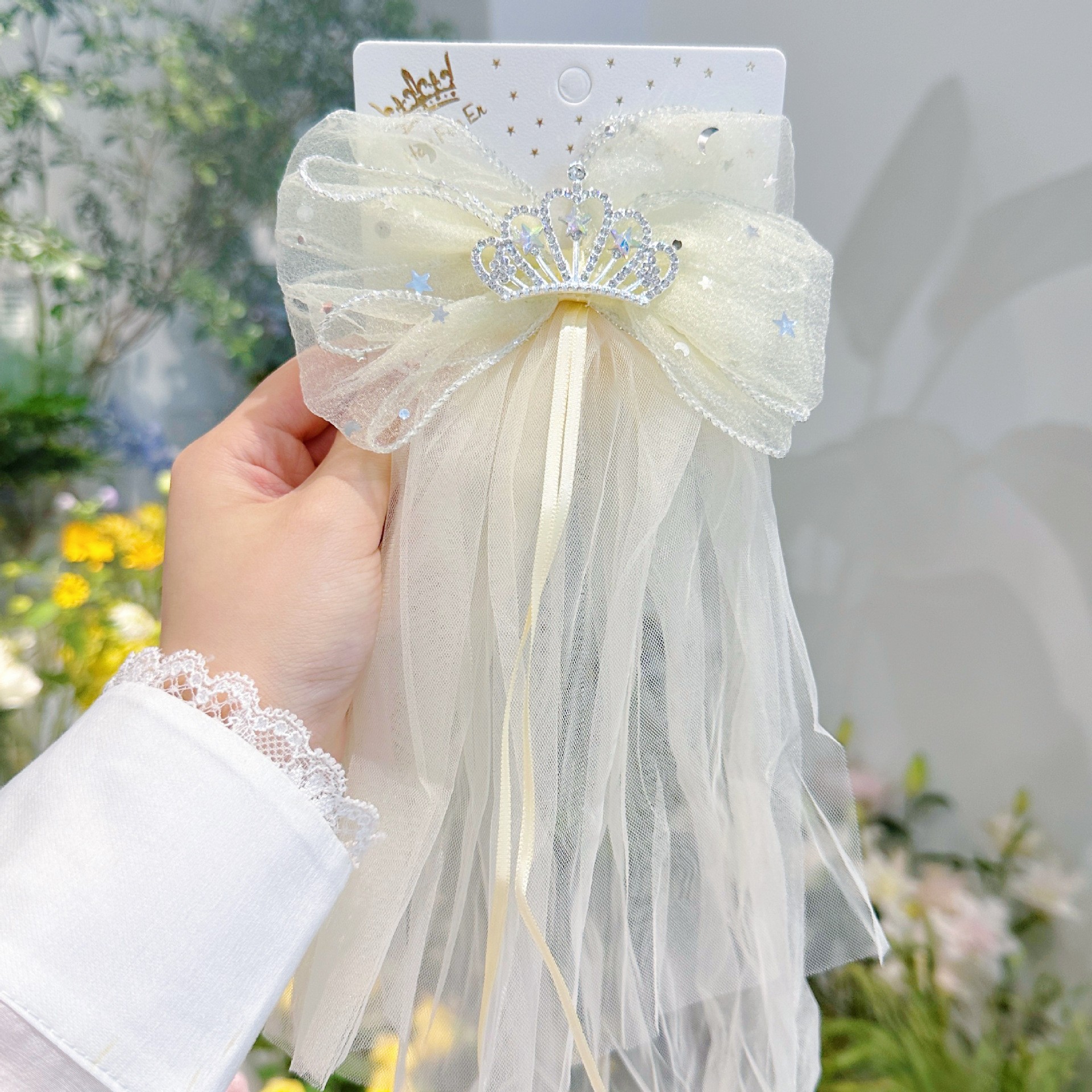 New Children's Hair Clip Sequin Small Crown Bow Drape Press Clip Delicate Girl Quality Princess Style Hair Accessories Application Scenario