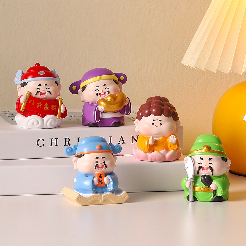 "National trend happy little figurine, Good luck comes, Buddhist-style figurine, resin craft office desk decoration gift. details Picture
