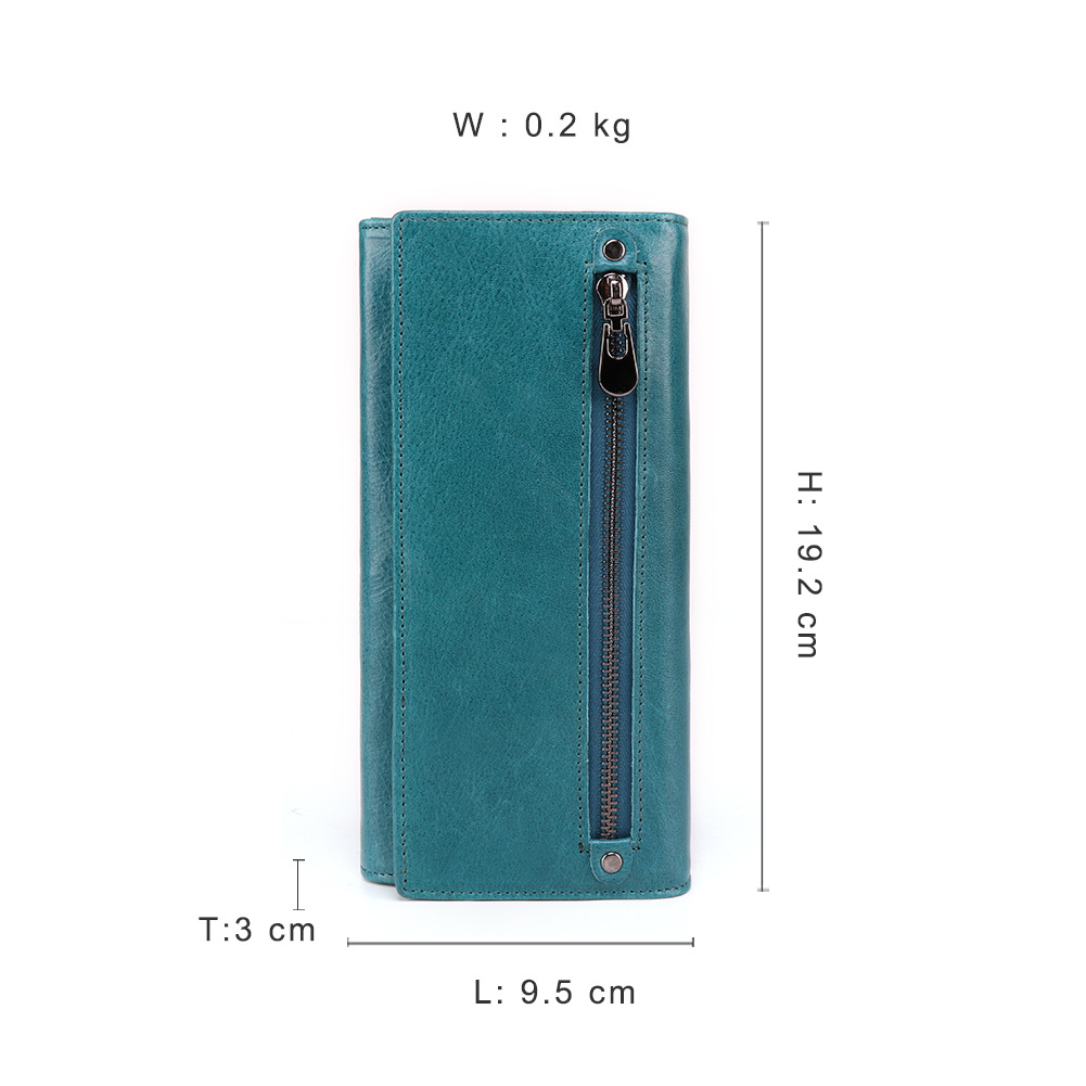 New Women's Leather Wallet Korean Version Fashion Multi-Card Rfid Long Wallet Multi-Function Mobile Phone Clutch Bag Item Picture