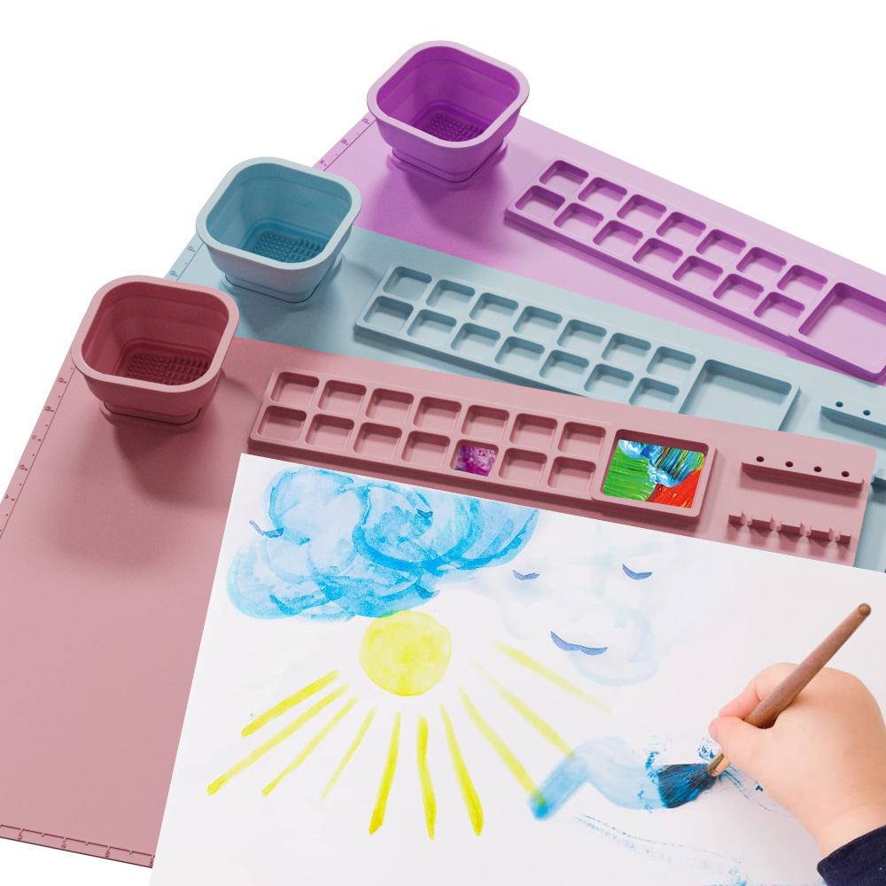 .. Silicone painting mat new children's painting mat infant art supplies Creative DIY painting mat art mat Item Picture