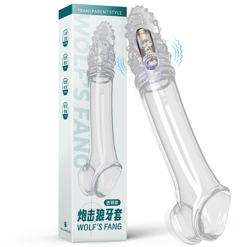 Triple locking spirit Wolf tooth sleeve vibration sleeve lengthened and thickened G-point stimulating sex toy ring details Picture