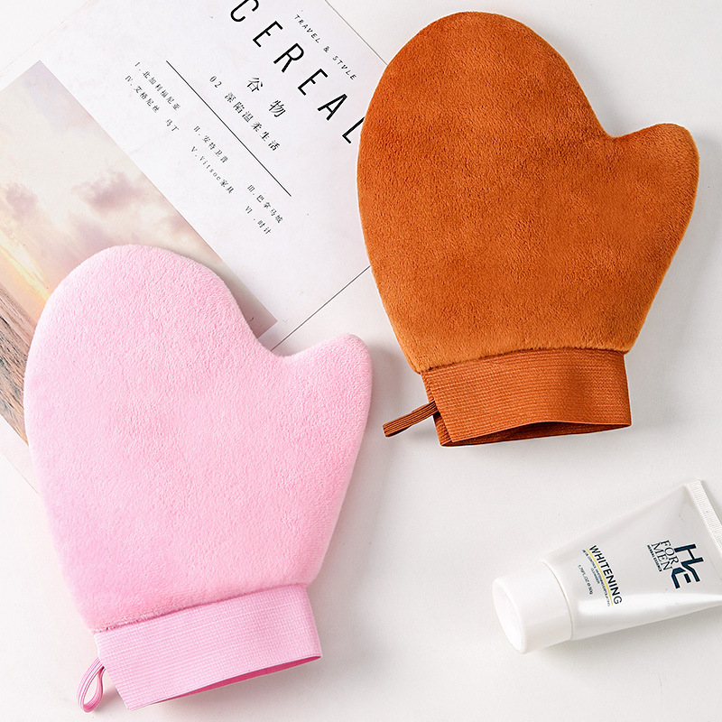 Oiled Gloves Body Lotion Sunscreen Essential Oil Full Body Flocked Tanning Oiled Bath Towel Body Lotion Mitts details Picture