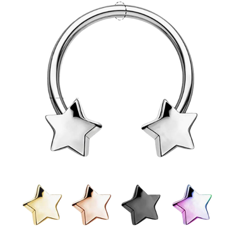 European and American cross-border best-selling star-shaped nose rings, multi-color stainless steel nose ornaments, personalized and cool piercing accessories manufacturer Item Picture