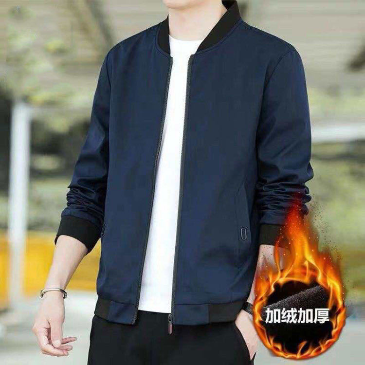 Men's casual jacket for spring and autumn, Korean style fashionable fleece and thickened coat for young men, dad's top for export Application Scenario
