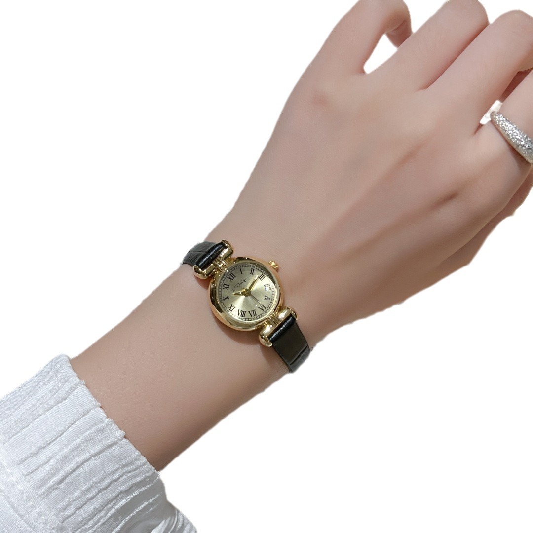 The osmanthus Little Brown watch is a retro and simple ladies' light luxury and niche art vintage small gold watch. It is a bestseller on Xiaohongshu for women Item Picture