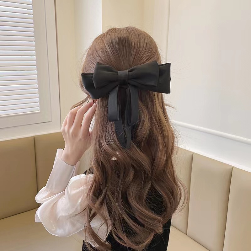 Black Big Bow Hair Accessories High-End Hair Clip Back Of The Head High-Grade Ribbon Headwear 2022 New Hair Card Women Application Scenario