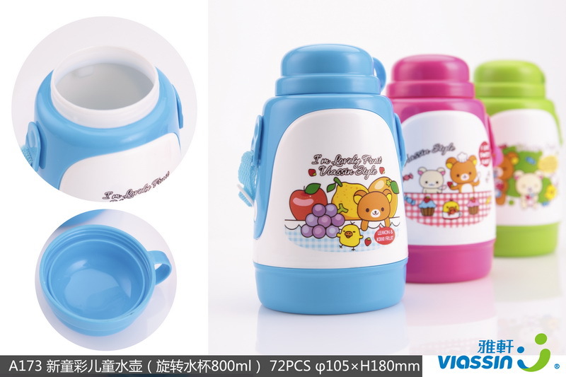A173 Viassin Children's Water Bottle (Revolving water bottle 800ml) Student water bottle Cold water bottle Application Scenario