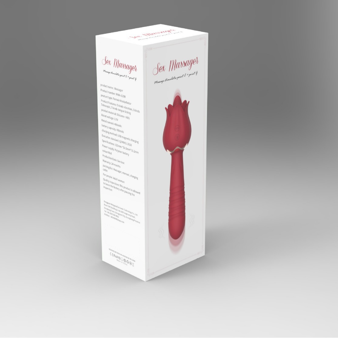 Rose 3rd generation double-headed tongue licking Vibration Telescopic Jumping Egg female masturbation sex product Specification drawing