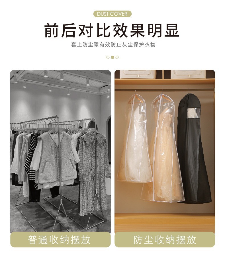 Home wardrobe, hanging coat, wedding dress, suit, dust-proof visual clothing three-dimensional storage, clothing bag dust-proof organization pic 37