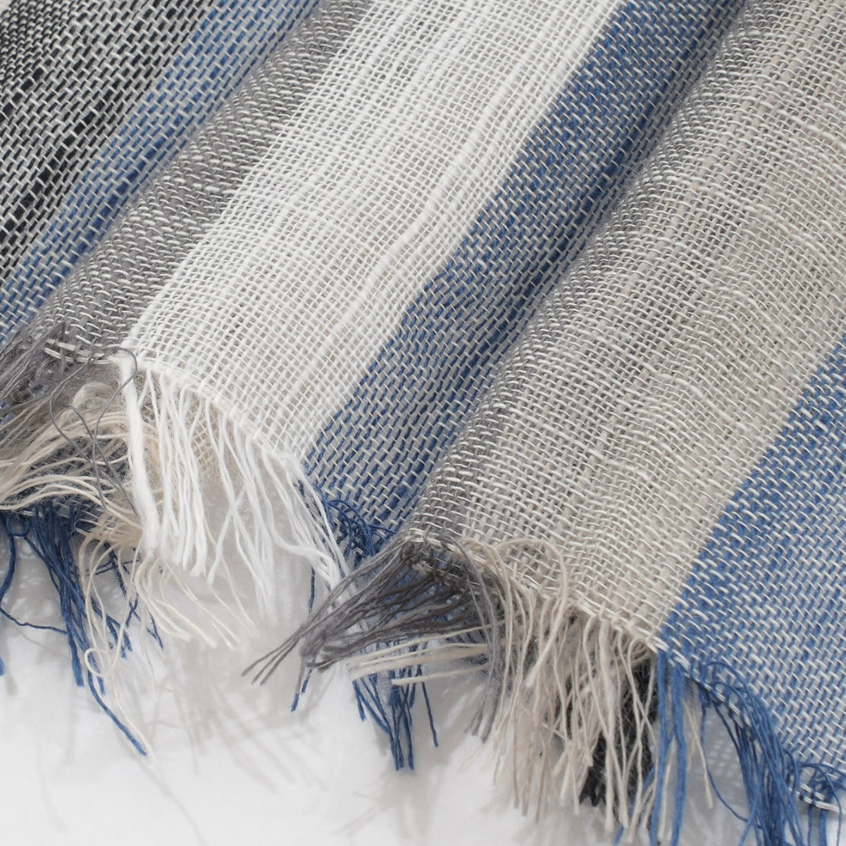 Spring and Autumn 2023 Thin cotton and linen shawl and scarf for export, vertical striped women's fashionable and simple short beard scarf, windproof Item Picture
