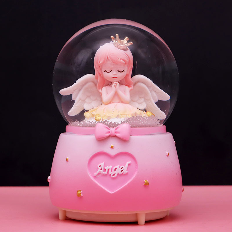 皇冠天使女孩音乐盒可爱少女水晶球八音盒桌面摆件女生创意礼物音乐盒八音盒