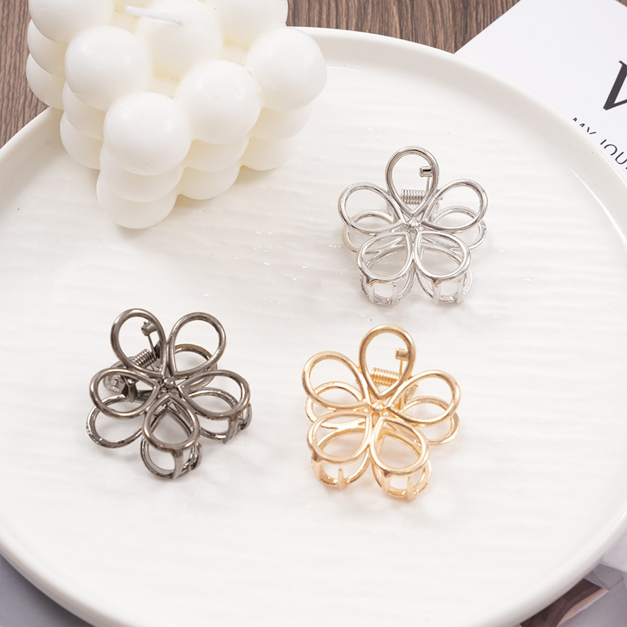 跨境欧美风发夹花朵小号抓夹头饰女盘发后脑勺合金发抓半扎鲨鱼夹