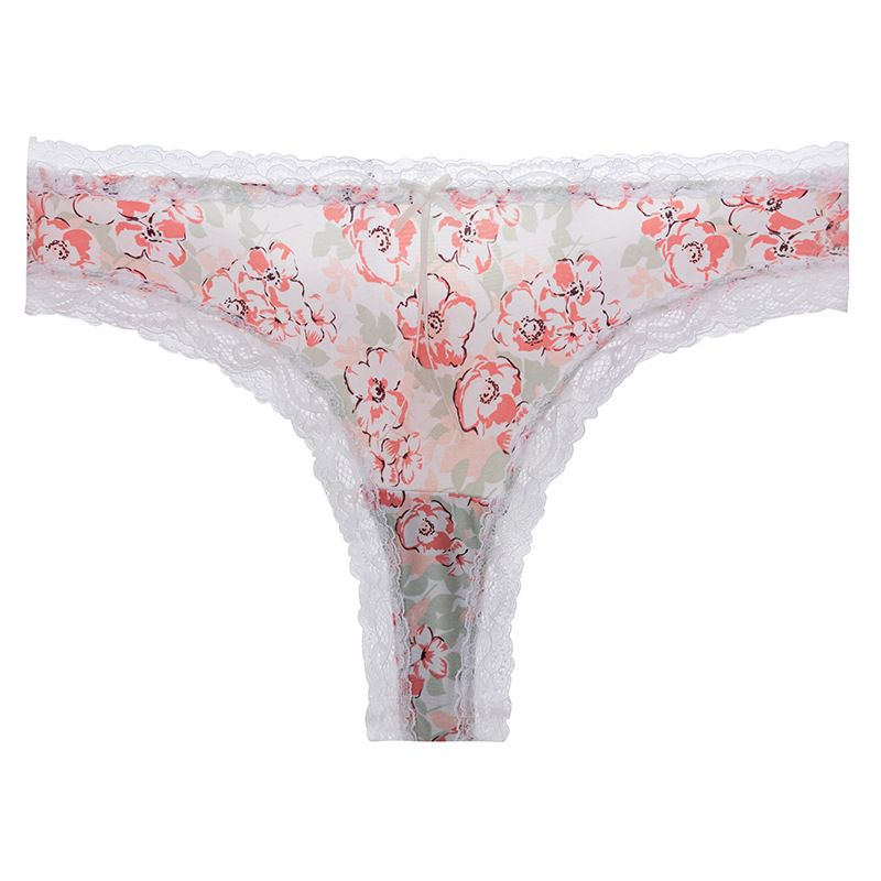 New Sexy Underwear Women Lace Printed Thong Women Low Waist Temptation T Pants Light Soft Briefs Item Picture