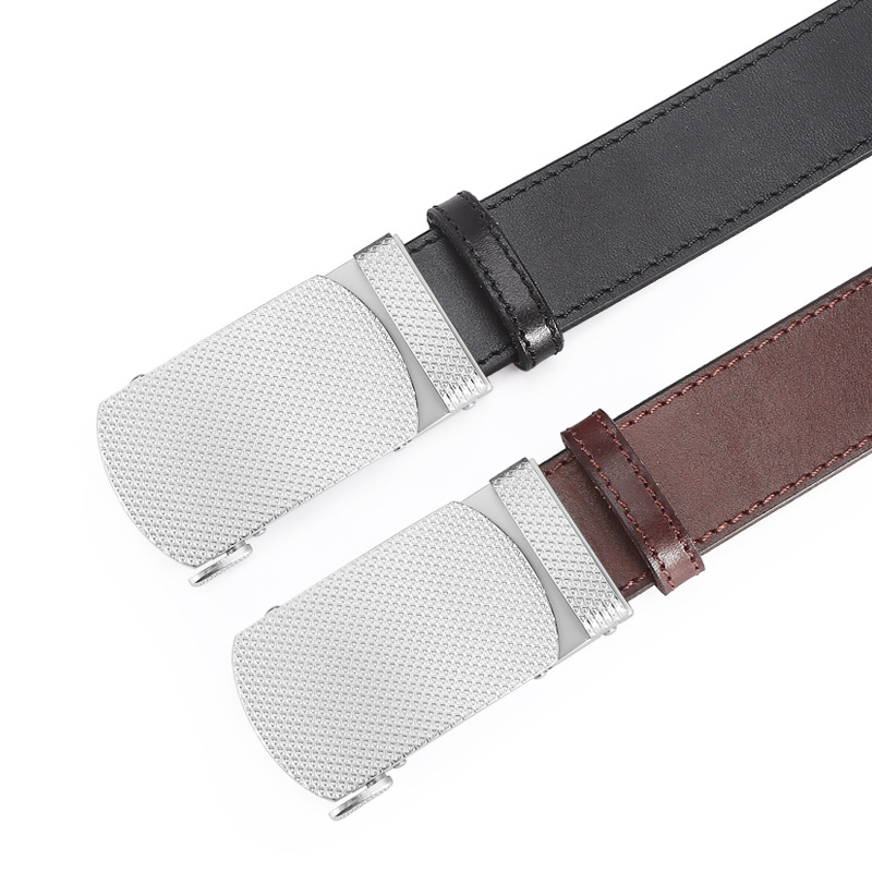 Wholesale of new online genuine leather belts for men, simple and versatile business belts, alloy automatic buckle trousers belts details Picture