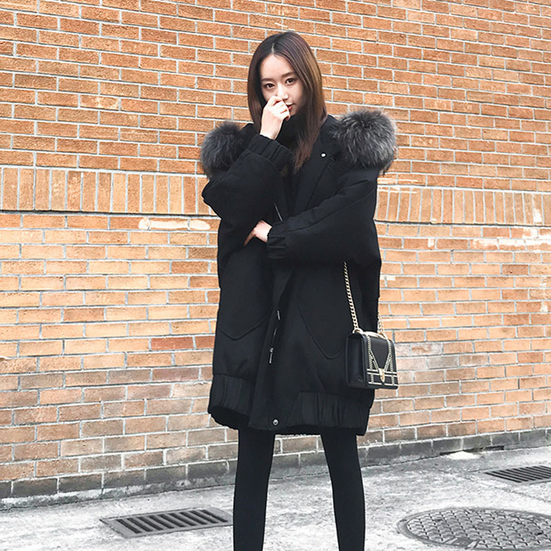 Extra-large fur collar cotton-padded jacket for women in 2022, a thick and slimming mid-length down cotton-padded jacket for Korean students Application Scenario