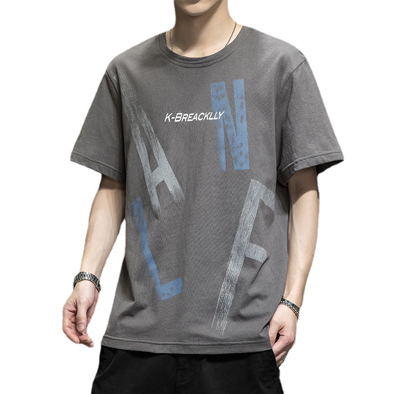 Pure cotton short-sleeved men's base layer T-shirt, men's simple and loose half-sleeved Korean-style casual 2023 summer men's top Item Picture