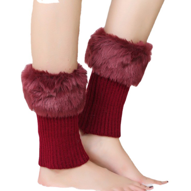 Korean autumn and winter short flap furry warm leg protection boot covers, fashionable over-the-knee sock covers, women's socks manufacturer wholesale Item Picture