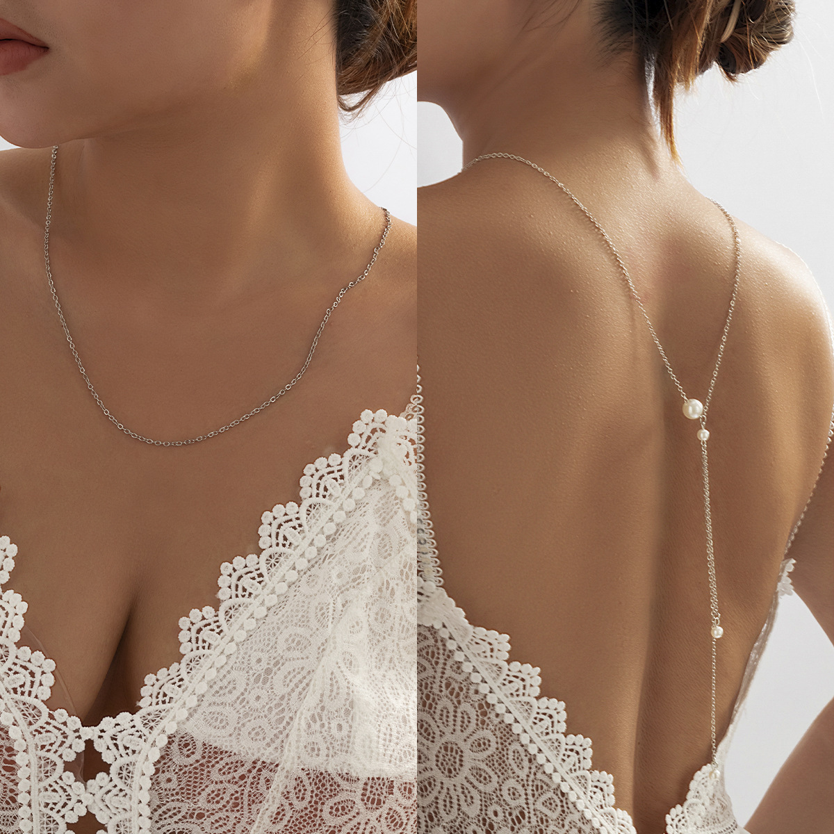 欧美跨境饰品 简约性感创意新款项饰 个性珍珠项链 背链C1329