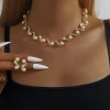 Aliexpress's best-selling exquisite pearl and rhinestone necklace and earring set, simple and versatile collarbone chain, neck chain, evening dress accessories Specification image