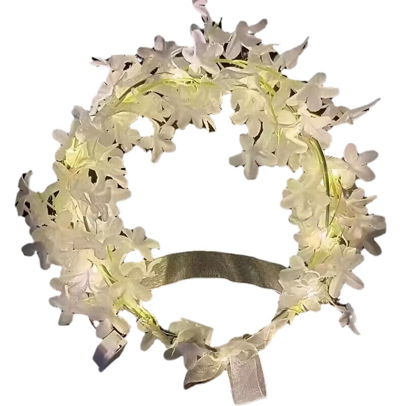 New string flower garland net red three-pronged fairy headdress light rabbit ears antler headband small gift Christmas glow Item Picture