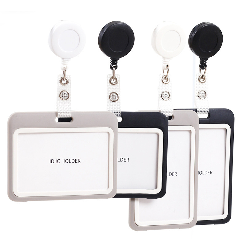 Factory Direct Spot Mesh Strap Easy To Pull Telescopic Lanyard Work Card Sleeve Name Card Frosted Surface Easy To Pull Buckle details Picture
