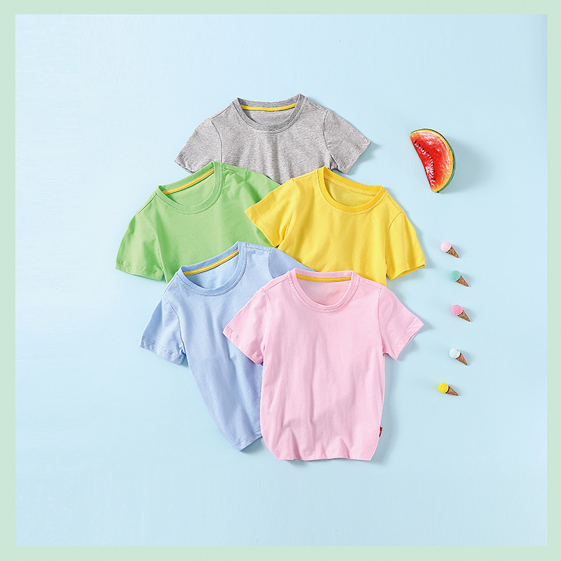 韩版童装新款2021夏季男童短袖女童T恤批发 儿童t恤服装一件代销详情图1